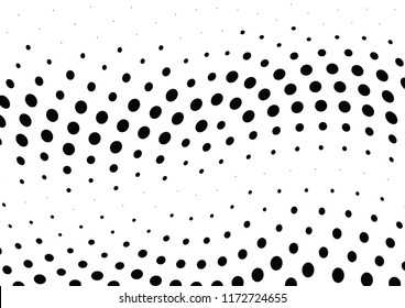 Abstract halftone wave dotted background. Halftone twisted grunge pattern, dot, circle.  Vector modern optical halftone pop art texture for poster, business card, cover, label mock-up, sticker layout