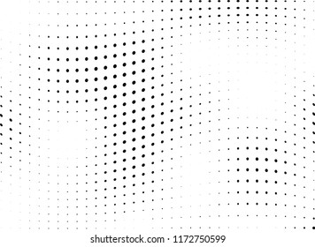 Abstract halftone wave dotted background. Halftone twisted grunge pattern, dot, circle.  Vector modern optical halftone pop art texture for poster, business card, cover, label mock-up, sticker layout