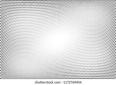Abstract halftone wave dotted background. Halftone twisted grunge pattern, dot, circle.  Vector modern optical halftone pop art texture for poster, business card, cover, label mock-up, sticker layout