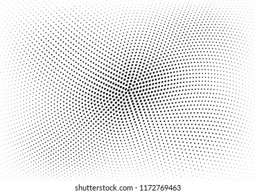 Abstract halftone wave dotted background. Halftone twisted grunge pattern, dot, circle.  Vector modern optical halftone pop art texture for poster, business card, cover, label mock-up, sticker layout