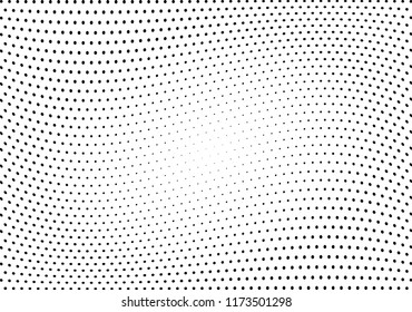 Abstract halftone wave dotted background. Halftone twisted grunge pattern, dot, circle.  Vector modern optical halftone pop art texture for poster, business card, cover, label mock-up, sticker layout