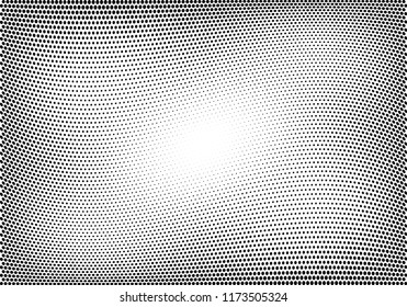 Abstract halftone wave dotted background. Halftone twisted grunge pattern, dot, circle.  Vector modern optical halftone pop art texture for poster, business card, cover, label mock-up, sticker layout