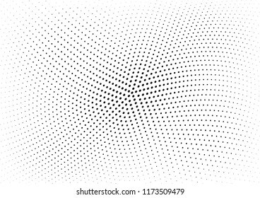 Abstract halftone wave dotted background. Halftone twisted grunge pattern, dot, circle.  Vector modern optical halftone pop art texture for poster, business card, cover, label mock-up, sticker layout