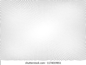 Abstract halftone wave dotted background. Halftone twisted grunge pattern, dot, circle.  Vector modern optical halftone pop art texture for poster, business card, cover, label mock-up, sticker layout