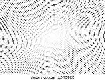Abstract halftone wave dotted background. Halftone twisted grunge pattern, dot, circle.  Vector modern optical halftone pop art texture for poster, business card, cover, label mock-up, sticker layout