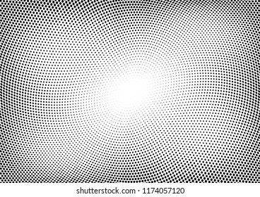 Abstract halftone wave dotted background. Halftone twisted grunge pattern, dot, circle.  Vector modern optical halftone pop art texture for poster, business card, cover, label mock-up, sticker layout