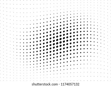 Abstract halftone wave dotted background. Halftone twisted grunge pattern, dot, circle.  Vector modern optical halftone pop art texture for poster, business card, cover, label mock-up, sticker layout