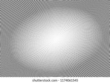 Abstract halftone wave dotted background. Halftone twisted grunge pattern, dot, circle.  Vector modern optical halftone pop art texture for poster, business card, cover, label mock-up, sticker layout