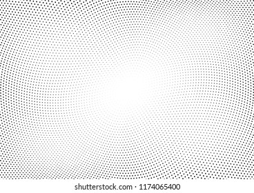 Abstract halftone wave dotted background. Halftone twisted grunge pattern, dot, circle.  Vector modern optical halftone pop art texture for poster, business card, cover, label mock-up, sticker layout