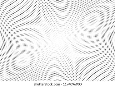 Abstract halftone wave dotted background. Halftone twisted grunge pattern, dot, circle.  Vector modern optical halftone pop art texture for poster, business card, cover, label mock-up, sticker layout