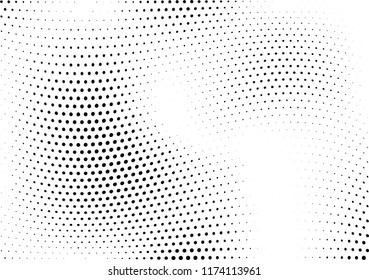 Abstract halftone wave dotted background. Halftone twisted grunge pattern, dot, circle.  Vector modern optical halftone pop art texture for poster, business card, cover, label mock-up, sticker layout