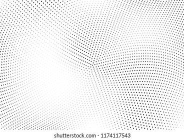 Abstract halftone wave dotted background. Halftone twisted grunge pattern, dot, circle.  Vector modern optical halftone pop art texture for poster, business card, cover, label mock-up, sticker layout
