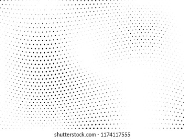 Abstract halftone wave dotted background. Halftone twisted grunge pattern, dot, circle.  Vector modern optical halftone pop art texture for poster, business card, cover, label mock-up, sticker layout