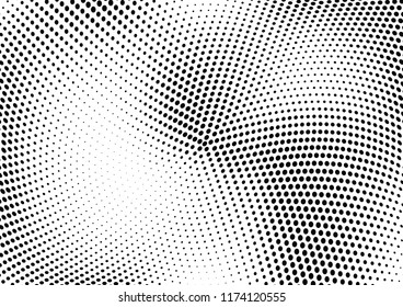 Abstract halftone wave dotted background. Halftone twisted grunge pattern, dot, circle.  Vector modern optical halftone pop art texture for poster, business card, cover, label mock-up, sticker layout