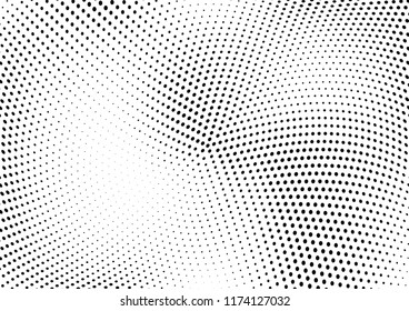 Abstract halftone wave dotted background. Halftone twisted grunge pattern, dot, circle.  Vector modern optical halftone pop art texture for poster, business card, cover, label mock-up, sticker layout