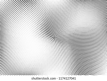 Abstract halftone wave dotted background. Halftone twisted grunge pattern, dot, circle.  Vector modern optical halftone pop art texture for poster, business card, cover, label mock-up, sticker layout
