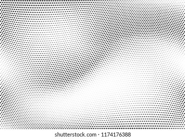 Abstract halftone wave dotted background. Halftone twisted grunge pattern, dot, circle.  Vector modern optical halftone pop art texture for poster, business card, cover, label mock-up, sticker layout