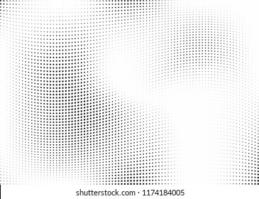 Abstract halftone wave dotted background. Halftone twisted grunge pattern, dot, circle.  Vector modern optical halftone pop art texture for poster, business card, cover, label mock-up, sticker layout