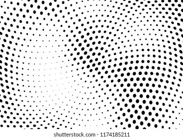 Abstract halftone wave dotted background. Halftone twisted grunge pattern, dot, circle.  Vector modern optical halftone pop art texture for poster, business card, cover, label mock-up, sticker layout