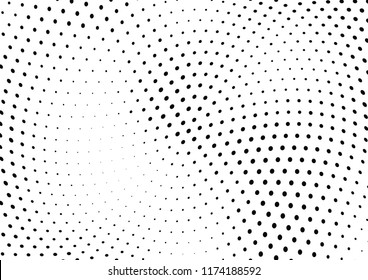 Abstract halftone wave dotted background. Halftone twisted grunge pattern, dot, circle.  Vector modern optical halftone pop art texture for poster, business card, cover, label mock-up, sticker layout