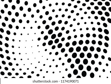 Abstract halftone wave dotted background. Halftone twisted grunge pattern, dot, circle.  Vector modern optical halftone pop art texture for poster, business card, cover, label mock-up, sticker layout
