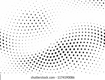 Abstract halftone wave dotted background. Halftone twisted grunge pattern, dot, circle.  Vector modern optical halftone pop art texture for poster, business card, cover, label mock-up, sticker layout