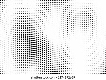 Abstract halftone wave dotted background. Halftone twisted grunge pattern, dot, circle.  Vector modern optical halftone pop art texture for poster, business card, cover, label mock-up, sticker layout