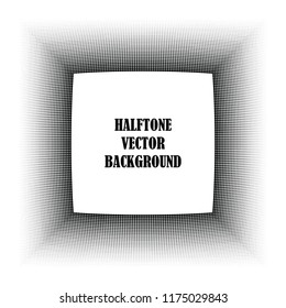 Abstract halftone wave dotted background. Halftone twisted grunge pattern, dot, circle.  Frame modern optical halftone pop art texture for poster, business card, cover, label mock-up, sticker layout