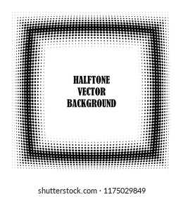 Abstract halftone wave dotted background. Halftone twisted grunge pattern, dot, circle.  Frame modern optical halftone pop art texture for poster, business card, cover, label mock-up, sticker layout