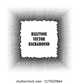 Abstract halftone wave dotted background. Halftone twisted grunge pattern, dot, circle.  Frame modern optical halftone pop art texture for poster, business card, cover, label mock-up, sticker layout