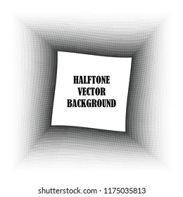 Abstract halftone wave dotted background. Halftone twisted grunge pattern, dot, circle.  Frame modern optical halftone pop art texture for poster, business card, cover, label mock-up, sticker layout