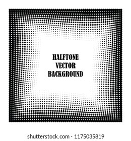 Abstract halftone wave dotted background. Halftone twisted grunge pattern, dot, circle.  Frame modern optical halftone pop art texture for poster, business card, cover, label mock-up, sticker layout