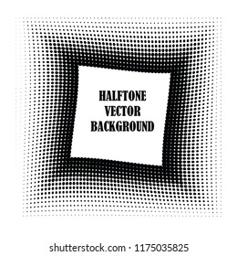Abstract halftone wave dotted background. Halftone twisted grunge pattern, dot, circle.  Frame modern optical halftone pop art texture for poster, business card, cover, label mock-up, sticker layout
