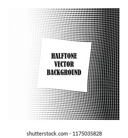 Abstract halftone wave dotted background. Halftone twisted grunge pattern, dot, circle.  Frame modern optical halftone pop art texture for poster, business card, cover, label mock-up, sticker layout