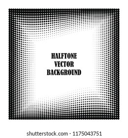 Abstract halftone wave dotted background. Halftone twisted grunge pattern, dot, circle.  Frame modern optical halftone pop art texture for poster, business card, cover, label mock-up, sticker layout