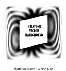 Abstract halftone wave dotted background. Halftone twisted grunge pattern, dot, circle.  Frame modern optical halftone pop art texture for poster, business card, cover, label mock-up, sticker layout