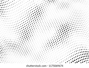 Abstract halftone wave dotted background. Halftone twisted grunge pattern, dot, circle.  Vector modern optical halftone pop art texture for poster, business card, cover, label mock-up, sticker layout
