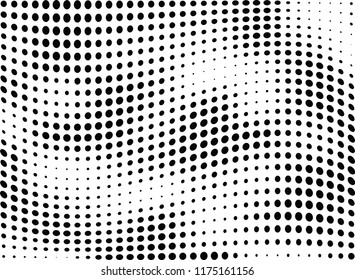 Abstract halftone wave dotted background. Halftone twisted grunge pattern, dot, circle.  Vector modern optical halftone pop art texture for poster, business card, cover, label mock-up, sticker layout