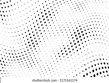 Abstract halftone wave dotted background. Halftone twisted grunge pattern, dot, circle.  Vector modern optical halftone pop art texture for poster, business card, cover, label mock-up, sticker layout