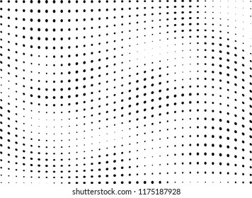Abstract halftone wave dotted background. Halftone twisted grunge pattern, dot, circle.  Vector modern optical halftone pop art texture for poster, business card, cover, label mock-up, sticker layout