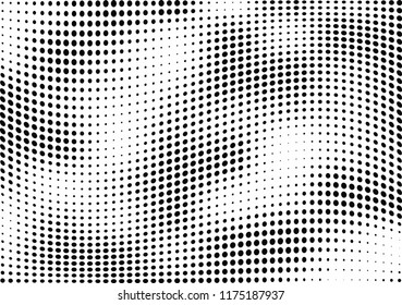 Abstract halftone wave dotted background. Halftone twisted grunge pattern, dot, circle.  Vector modern optical halftone pop art texture for poster, business card, cover, label mock-up, sticker layout