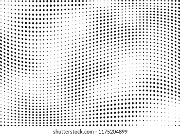 Abstract halftone wave dotted background. Halftone twisted grunge pattern, dot, circle.  Vector modern optical halftone pop art texture for poster, business card, cover, label mock-up, sticker layout