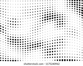 Abstract halftone wave dotted background. Halftone twisted grunge pattern, dot, circle.  Vector modern optical halftone pop art texture for poster, business card, cover, label mock-up, sticker layout