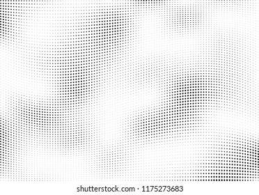 Abstract halftone wave dotted background. Halftone twisted grunge pattern, dot, circle.  Vector modern optical halftone pop art texture for poster, business card, cover, label mock-up, sticker layout