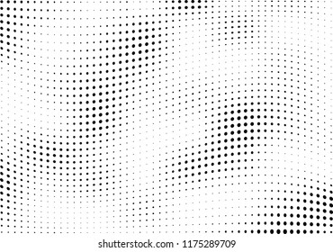 Abstract halftone wave dotted background. Halftone twisted grunge pattern, dot, circle.  Vector modern optical halftone pop art texture for poster, business card, cover, label mock-up, sticker layout