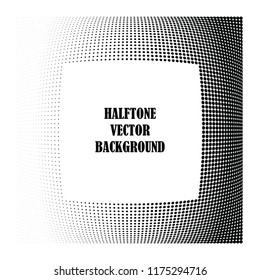 Abstract halftone wave dotted background. Halftone twisted grunge pattern, dot, circle.  Frame modern optical halftone pop art texture for poster, business card, cover, label mock-up, sticker layout