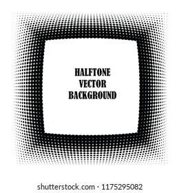 Abstract halftone wave dotted background. Halftone twisted grunge pattern, dot, circle.  Frame modern optical halftone pop art texture for poster, business card, cover, label mock-up, sticker layout
