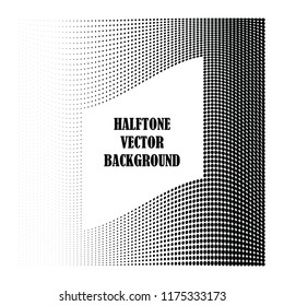 Abstract halftone wave dotted background. Halftone twisted grunge pattern, dot, circle.  Frame modern optical halftone pop art texture for poster, business card, cover, label mock-up, sticker layout