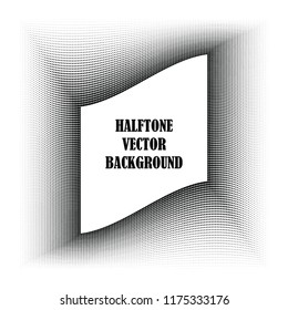 Abstract halftone wave dotted background. Halftone twisted grunge pattern, dot, circle.  Frame modern optical halftone pop art texture for poster, business card, cover, label mock-up, sticker layout