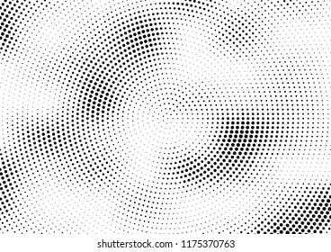 Abstract halftone wave dotted background. Halftone twisted grunge pattern, dot, circle.  Vector modern optical halftone pop art texture for poster, business card, cover, label mock-up, sticker layout